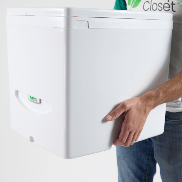 compocloset cuddy lite compost toilet with side handle easy to carry
